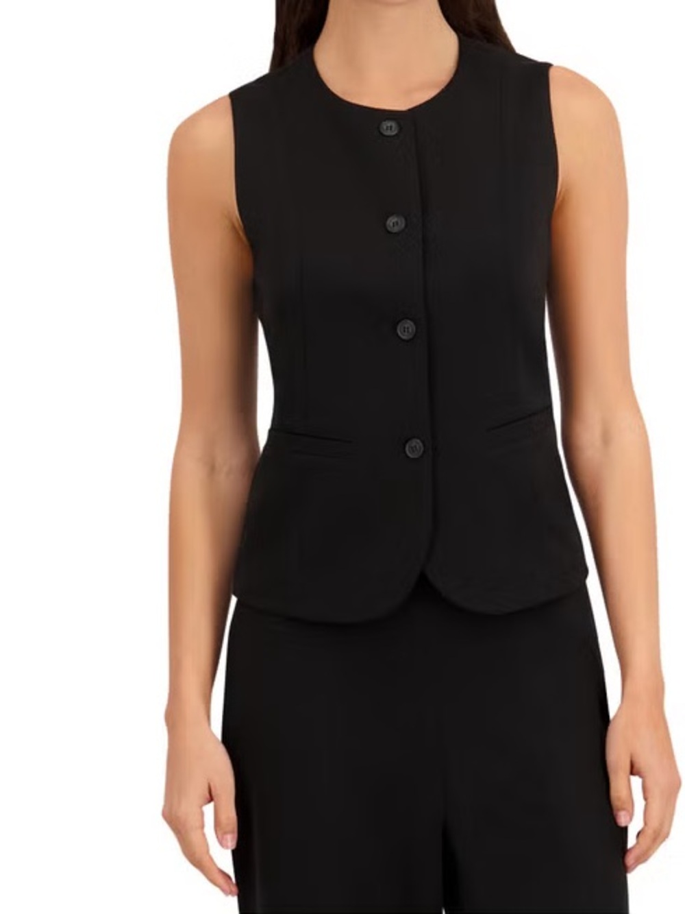 Kenneth Cole Women's Black Sleeveless Button-Front Suit Vest, X-Large - NWT